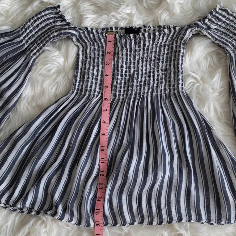Blue Life Blue/White Straps Bell Sleeves Top - Picture 4 of 11